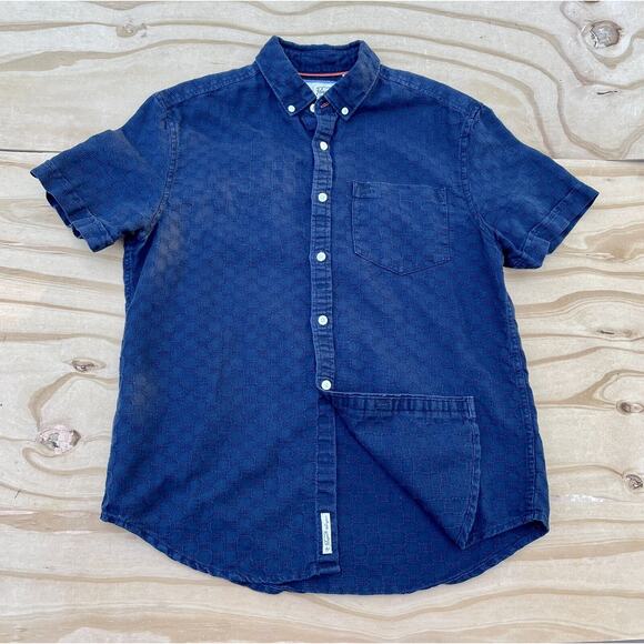 Original Penguin Short Sleeve Linen Cotton Button Down Blue Size:‎ Medium M. - Picture 1 of 9